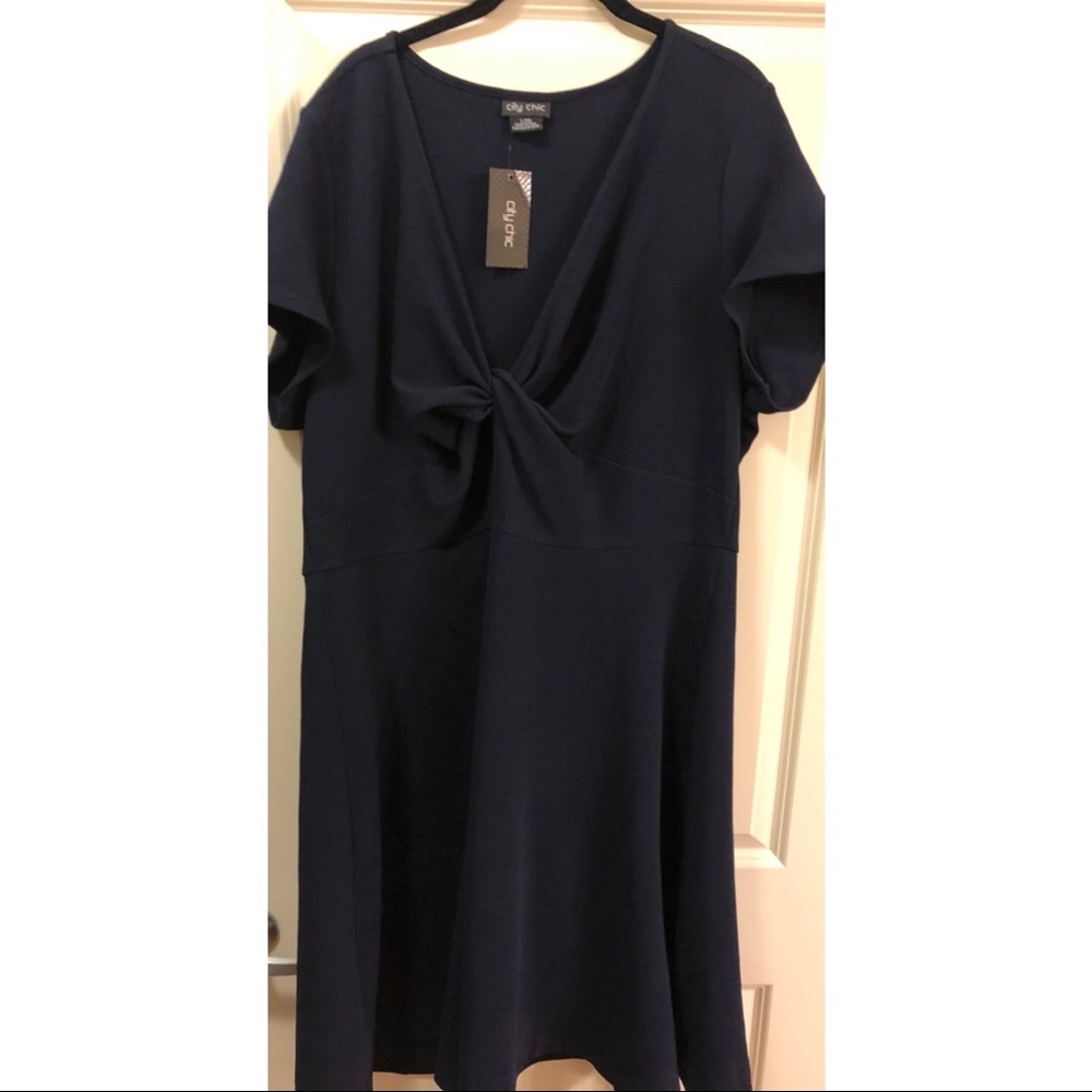 City Chic Navy Twist Knot Dress